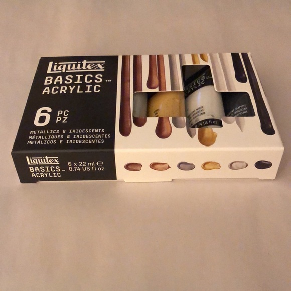 LIQUITEX BASICS ACRYLIC 6 Pc Metallics & Iridescents Paints - Picture 3 of 9